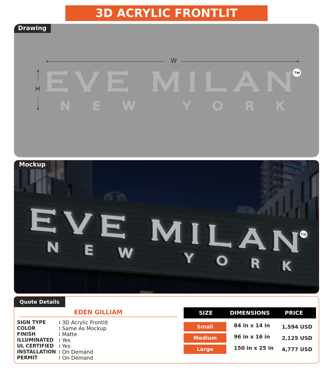 CUSTOM MOCKUP SIGN FOR Eden Gilliam