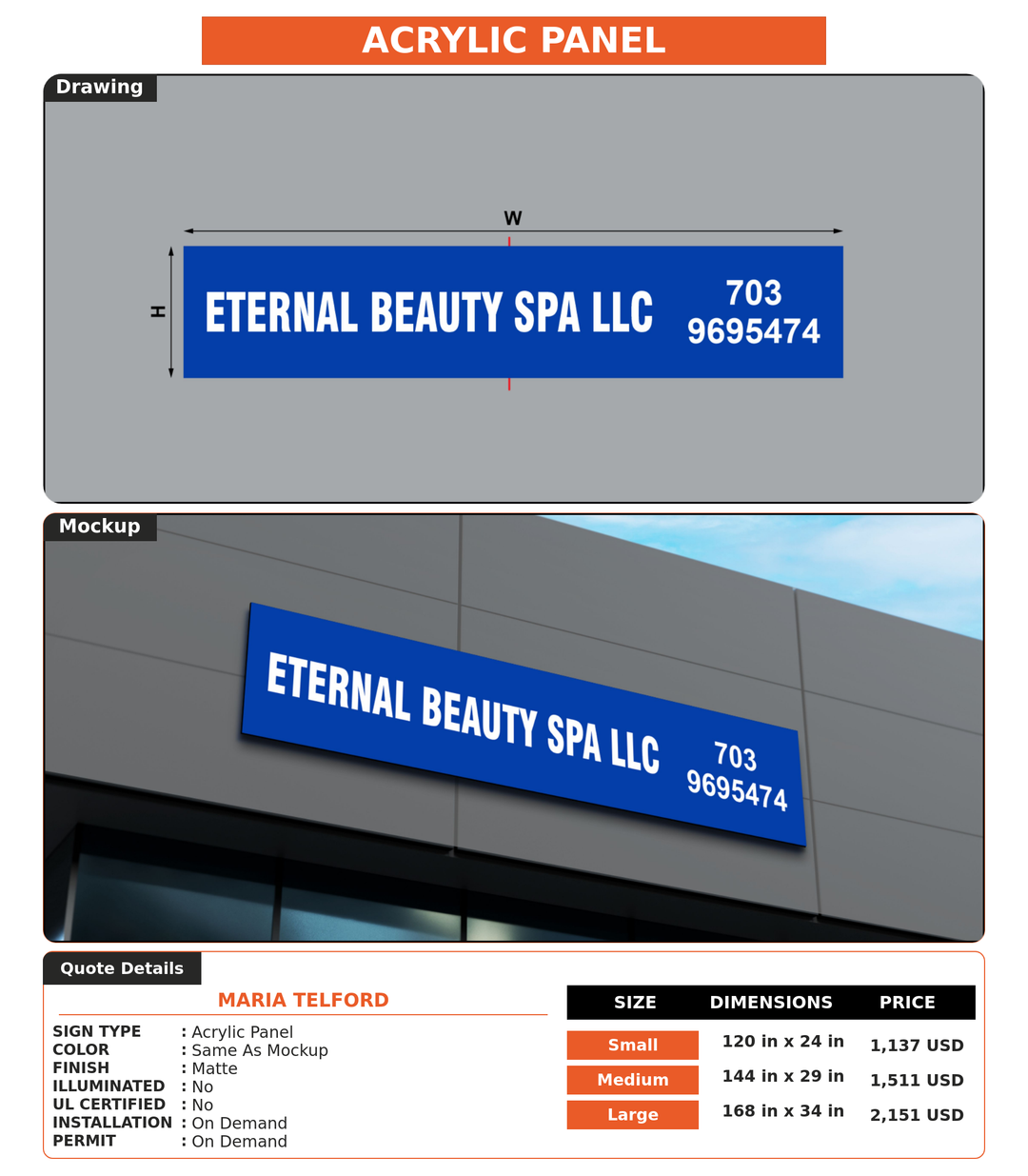 CUSTOM MOCKUP SIGN FOR Maria Telford