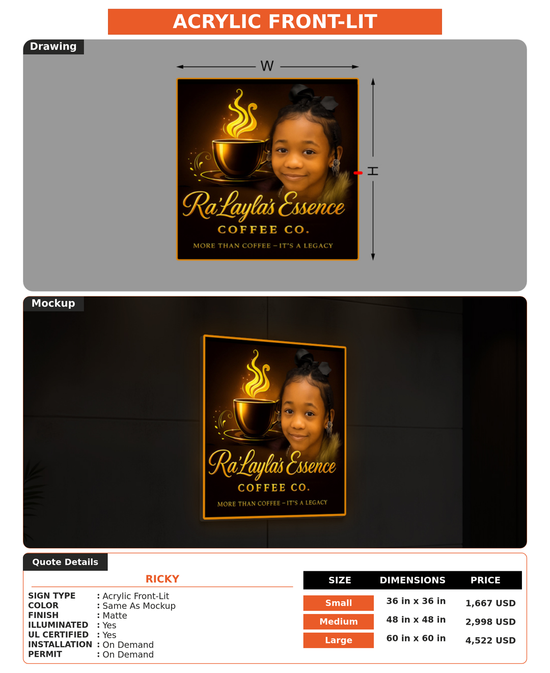 CUSTOM MOCKUP SIGN FOR Ricky