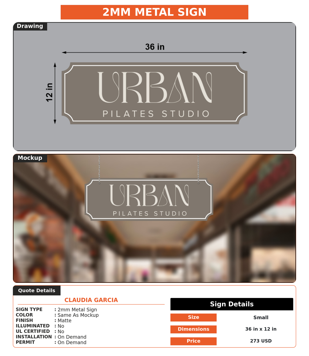 CUSTOM MOCKUP SIGN FOR Claudia Garcia