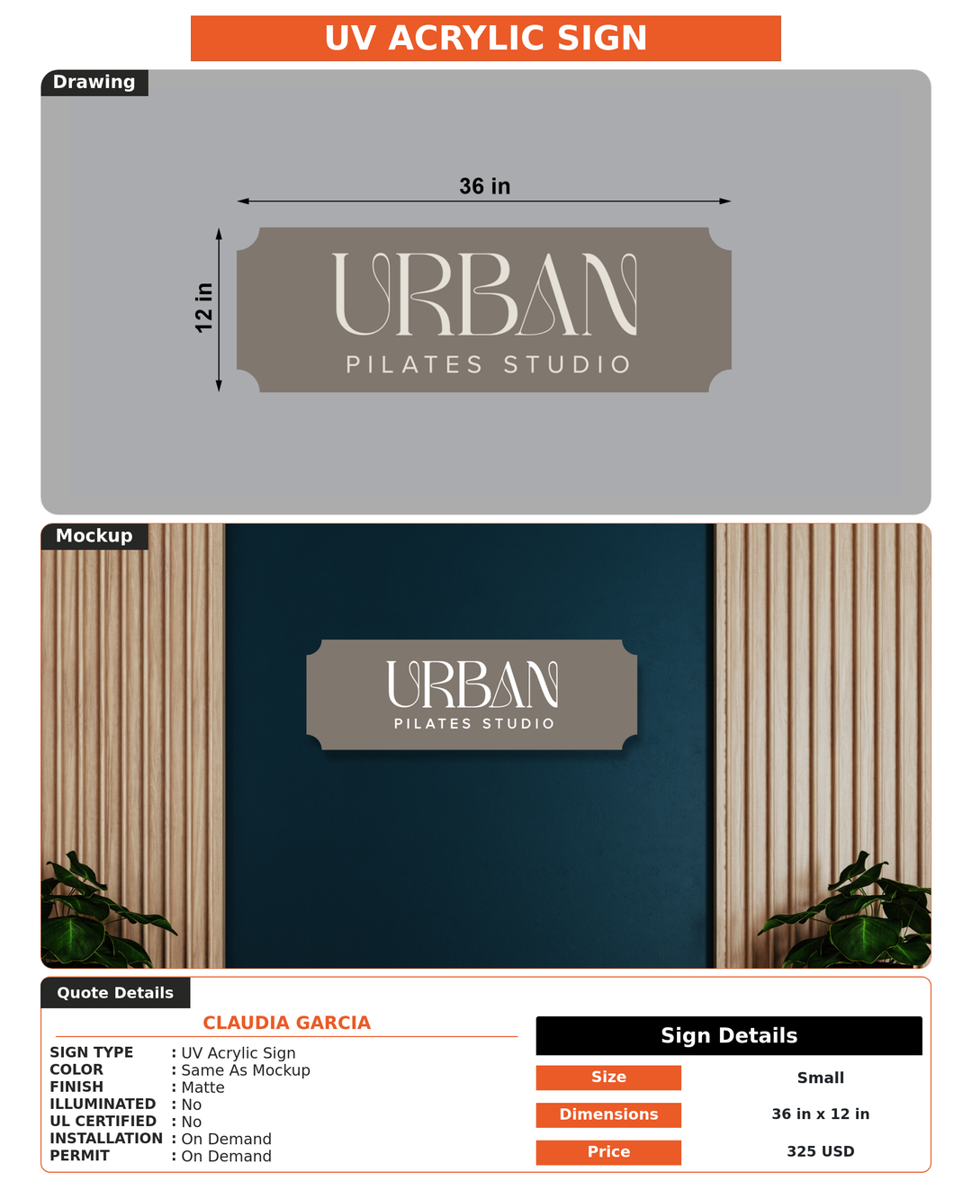 CUSTOM MOCKUP SIGN FOR Claudia Garcia