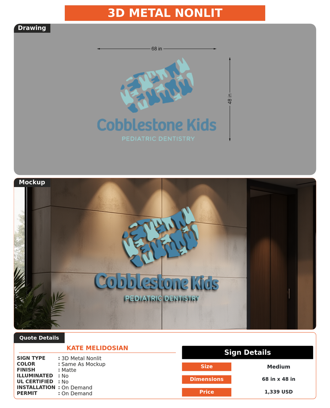 CUSTOM MOCKUP SIGN FOR Kate Melidosian