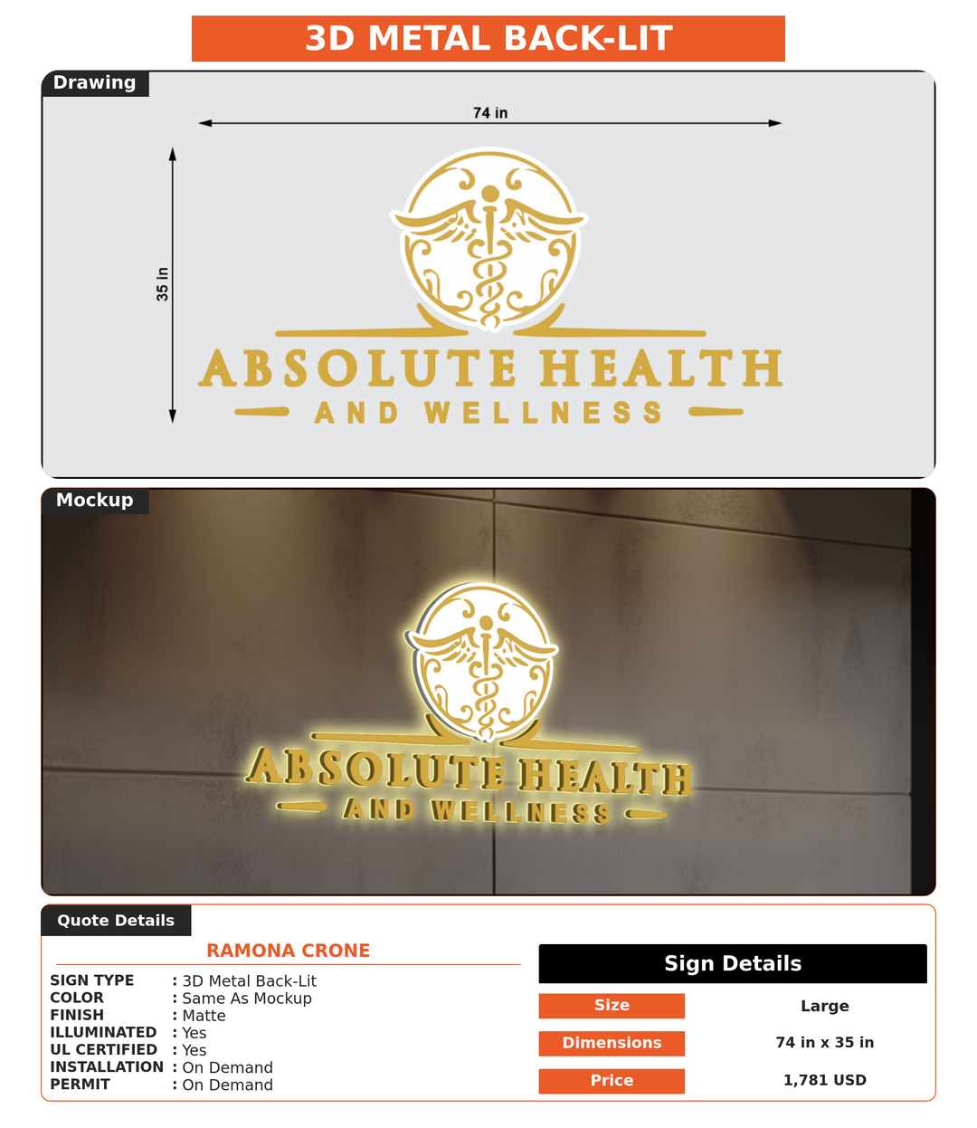 CUSTOM MOCKUP SIGN FOR Ramona Crone