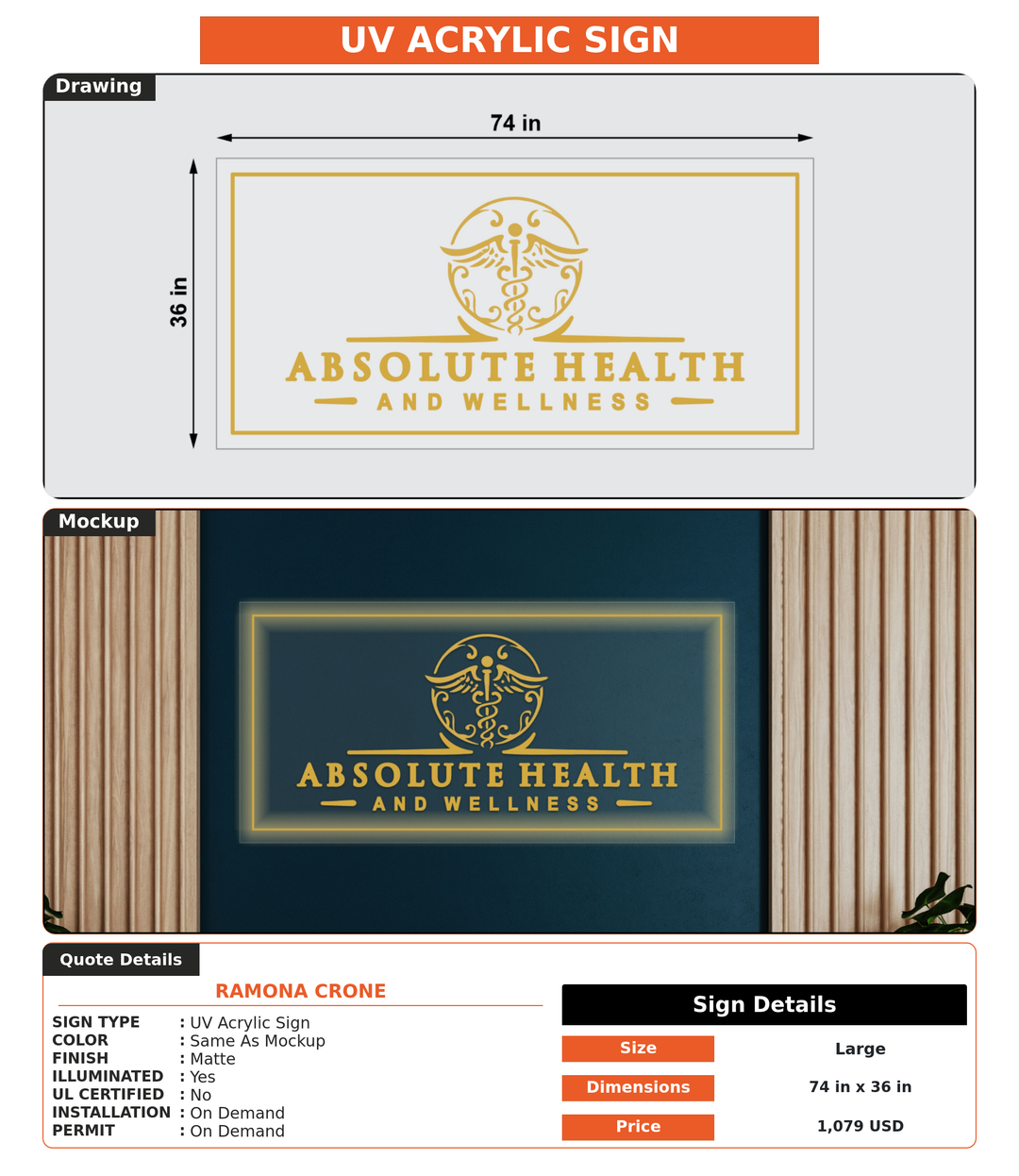 CUSTOM MOCKUP SIGN FOR Ramona Crone