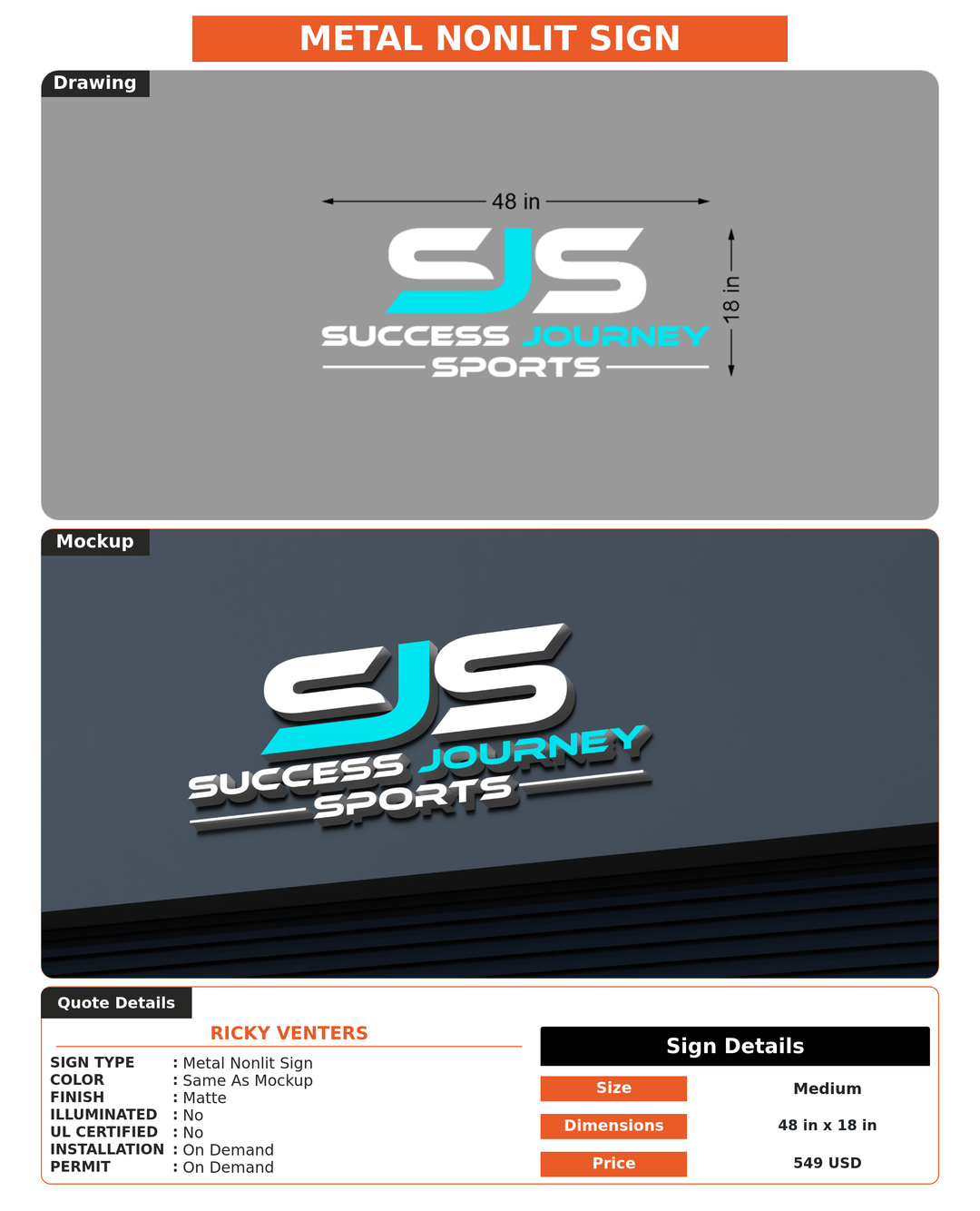 CUSTOM MOCKUP SIGN FOR Ricky Venters