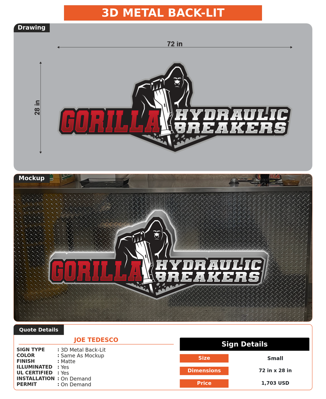 CUSTOM MOCKUP SIGN FOR Joe Tedesco