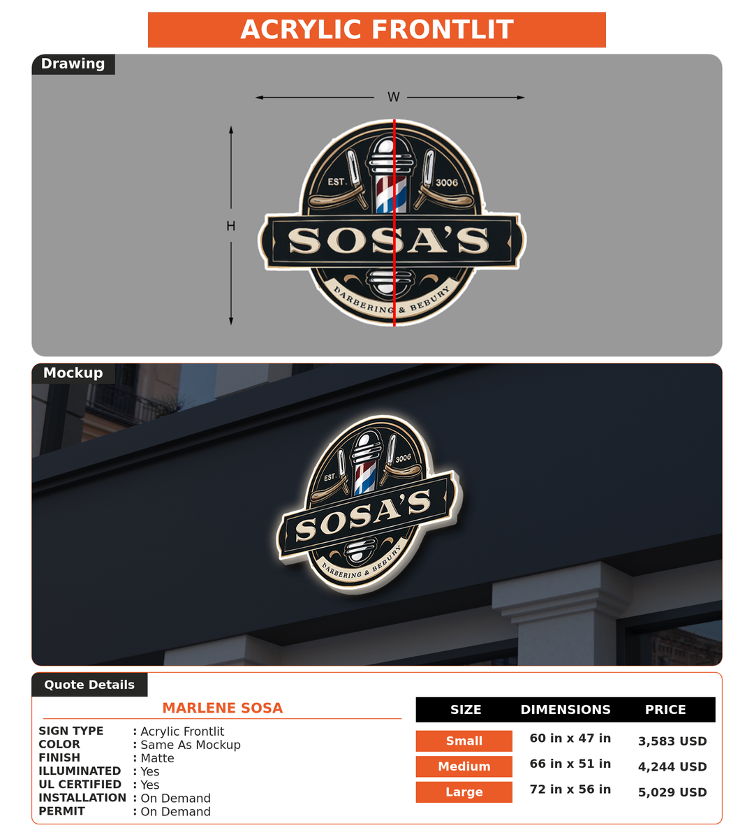 CUSTOM MOCKUP SIGN FOR Marlene Sosa