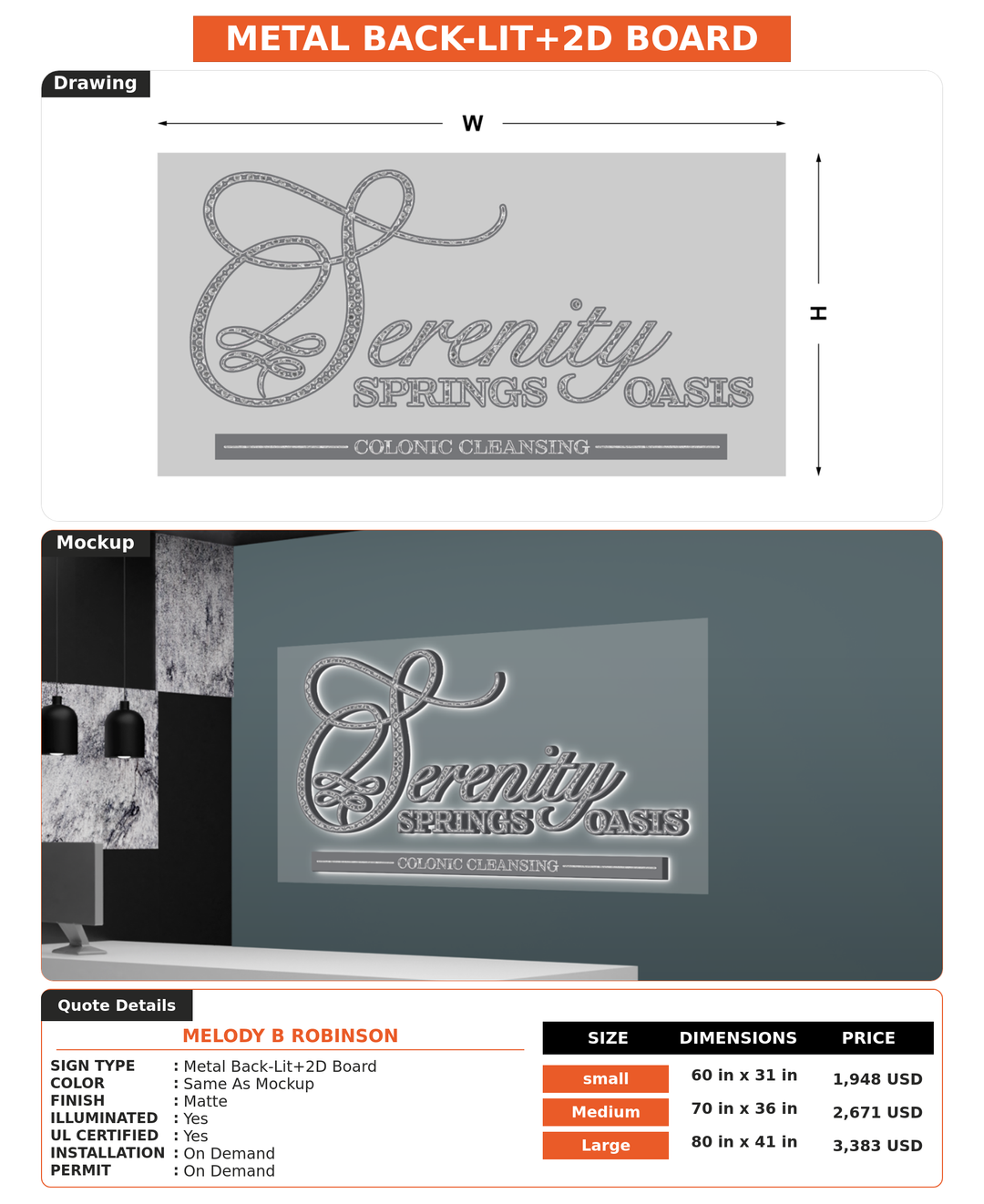 CUSTOM MOCKUP SIGN FOR Melody B Robinson