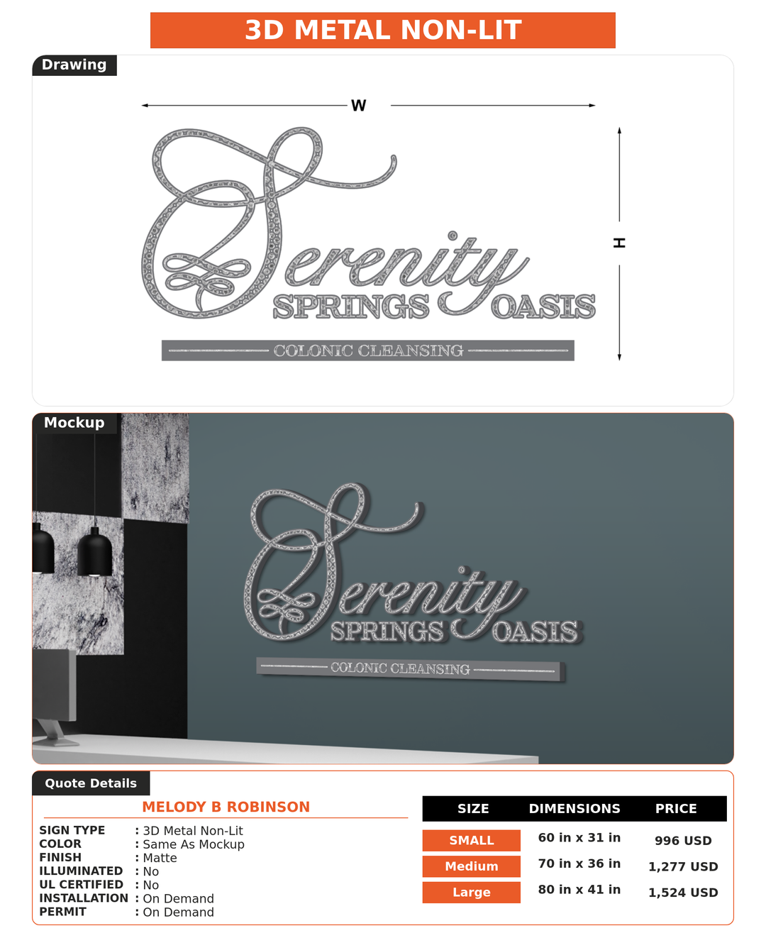 CUSTOM MOCKUP SIGN FOR Melody B Robinson