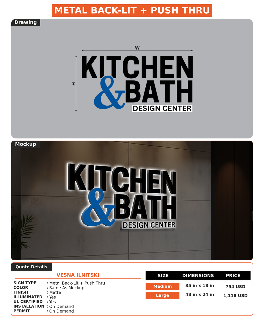 CUSTOM MOCKUP SIGN FOR Vesna Ilnitski