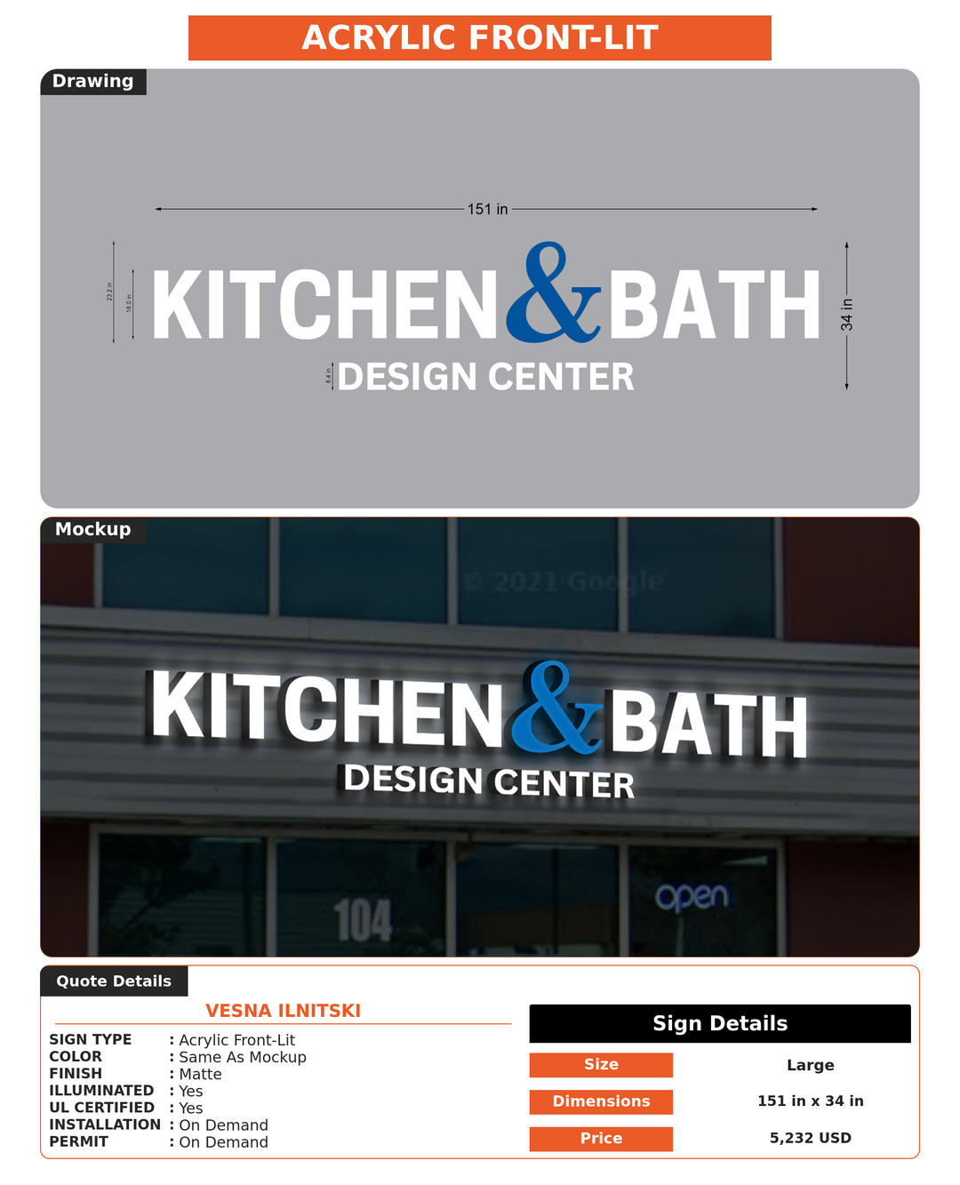CUSTOM MOCKUP SIGN FOR Vesna Ilnitski