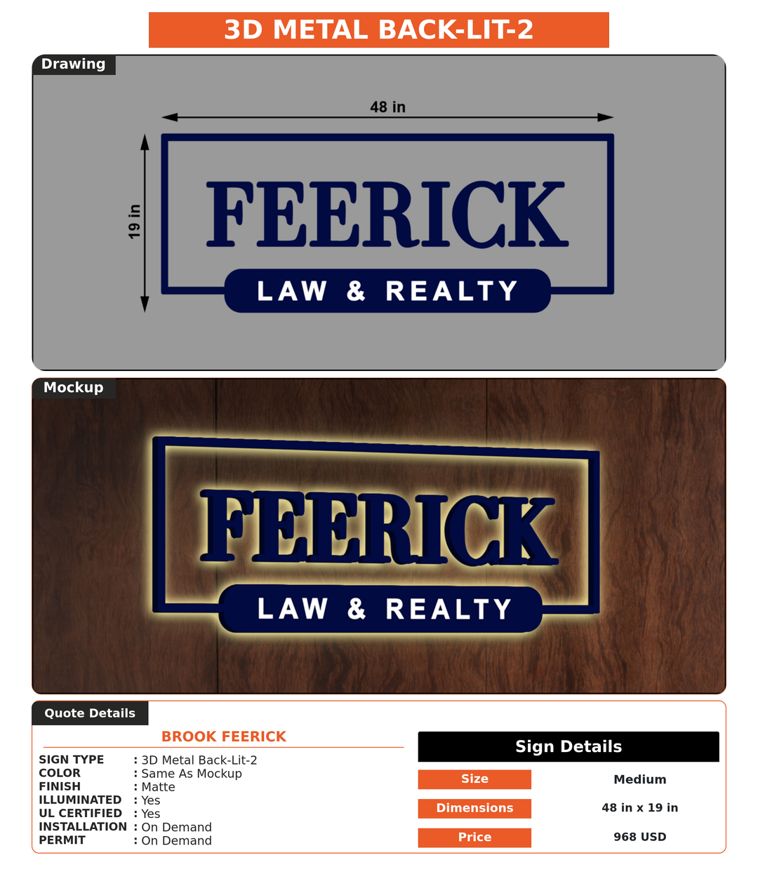 CUSTOM MOCKUP SIGN FOR Brook Feerick