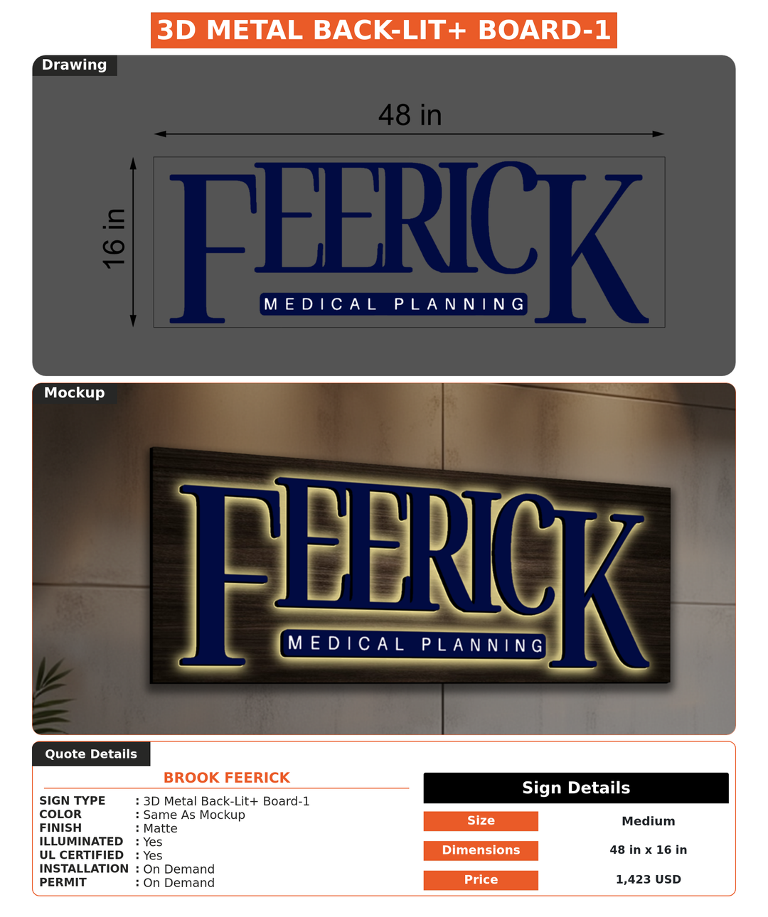 CUSTOM MOCKUP SIGN FOR Brook Feerick