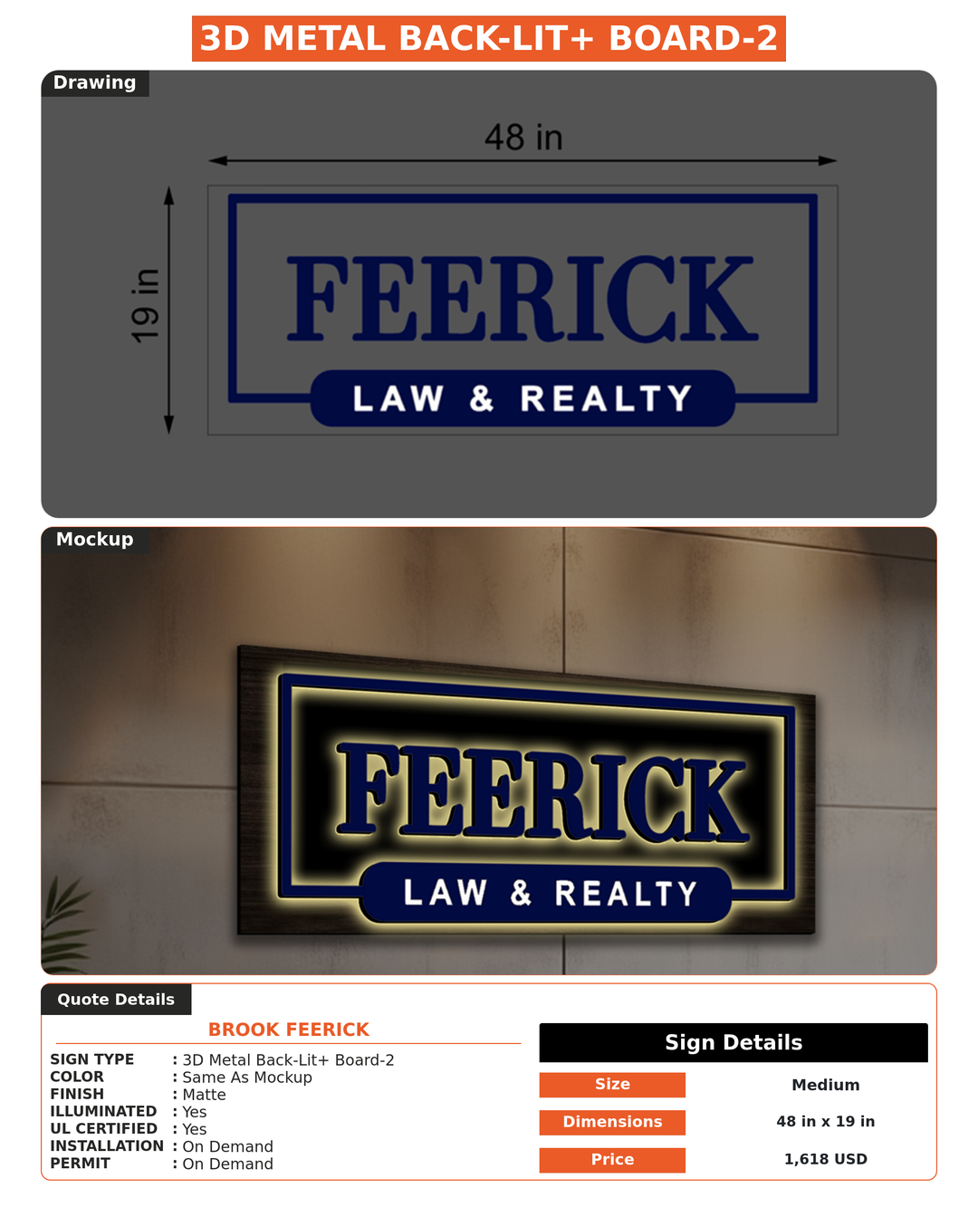 CUSTOM MOCKUP SIGN FOR Brook Feerick