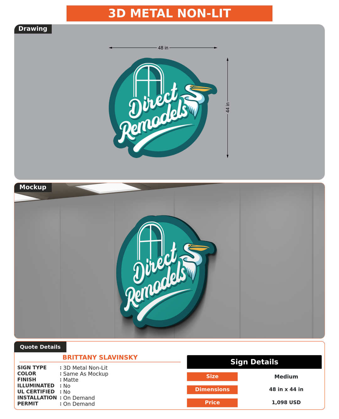 CUSTOM MOCKUP SIGN FOR Brittany Slavinsky