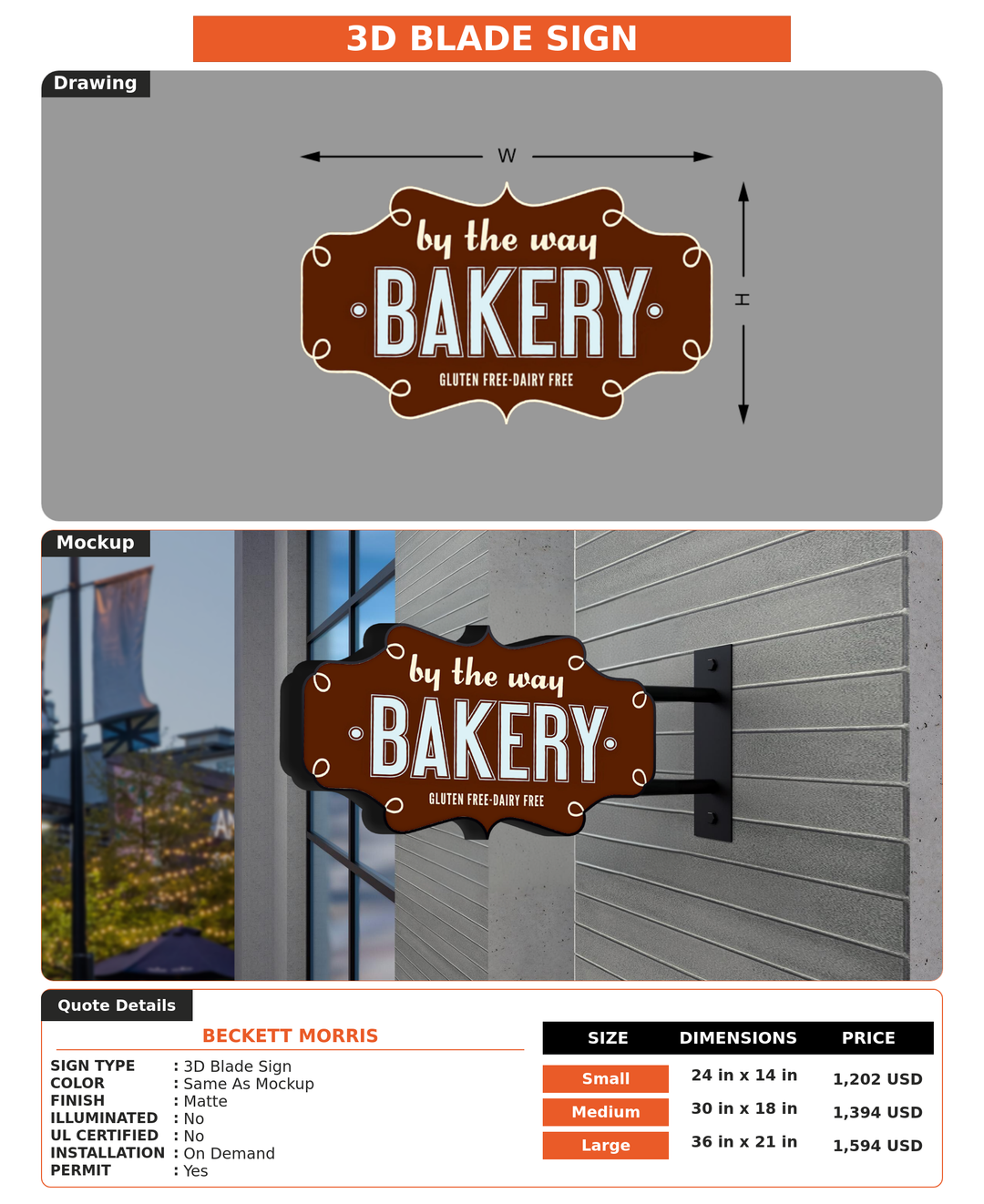 CUSTOM MOCKUP SIGN FOR Beckett Morris