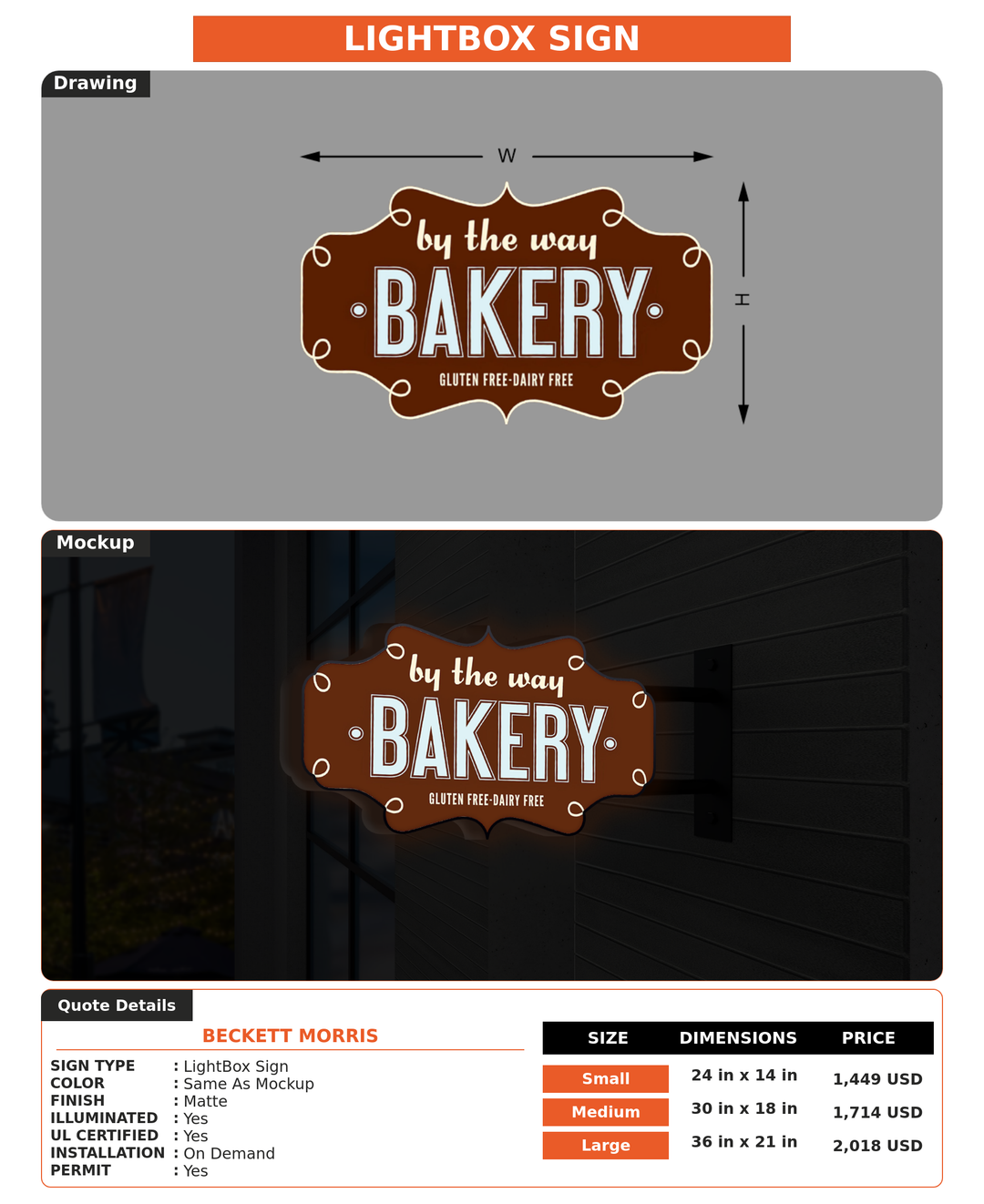 CUSTOM MOCKUP SIGN FOR Beckett Morris