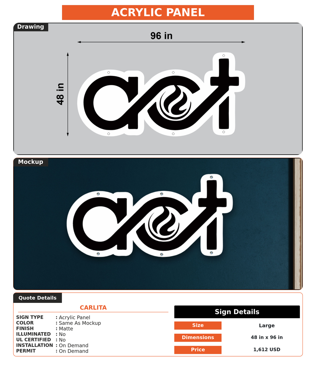 CUSTOM MOCKUP SIGN FOR Carlita