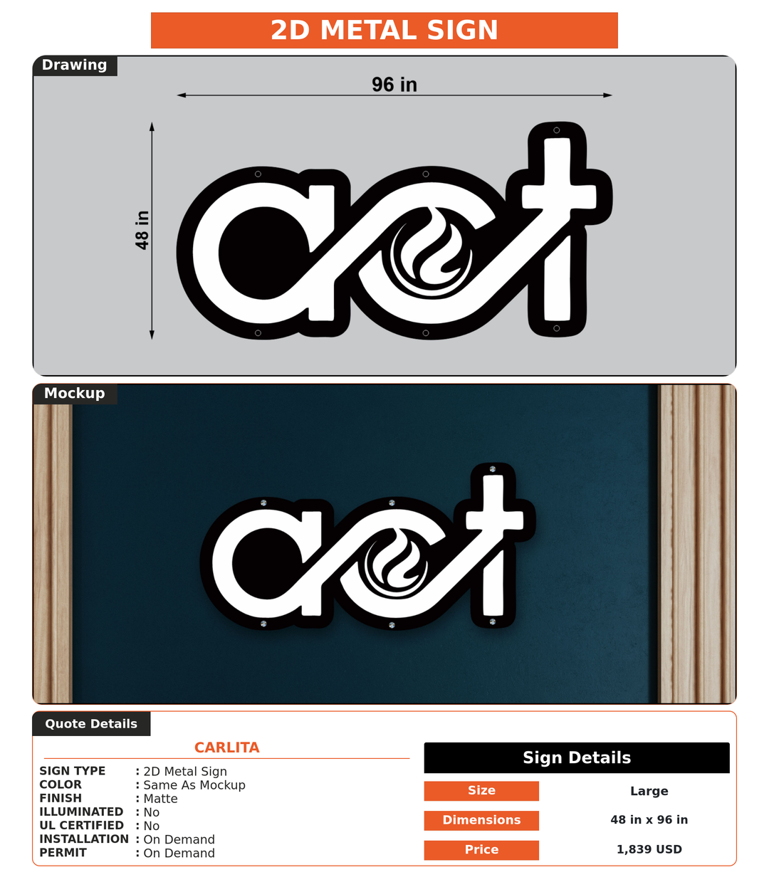 CUSTOM MOCKUP SIGN FOR Carlita