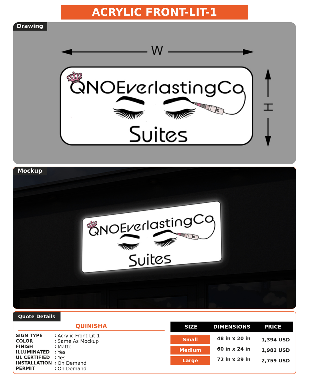 CUSTOM MOCKUP SIGN FOR Quinisha