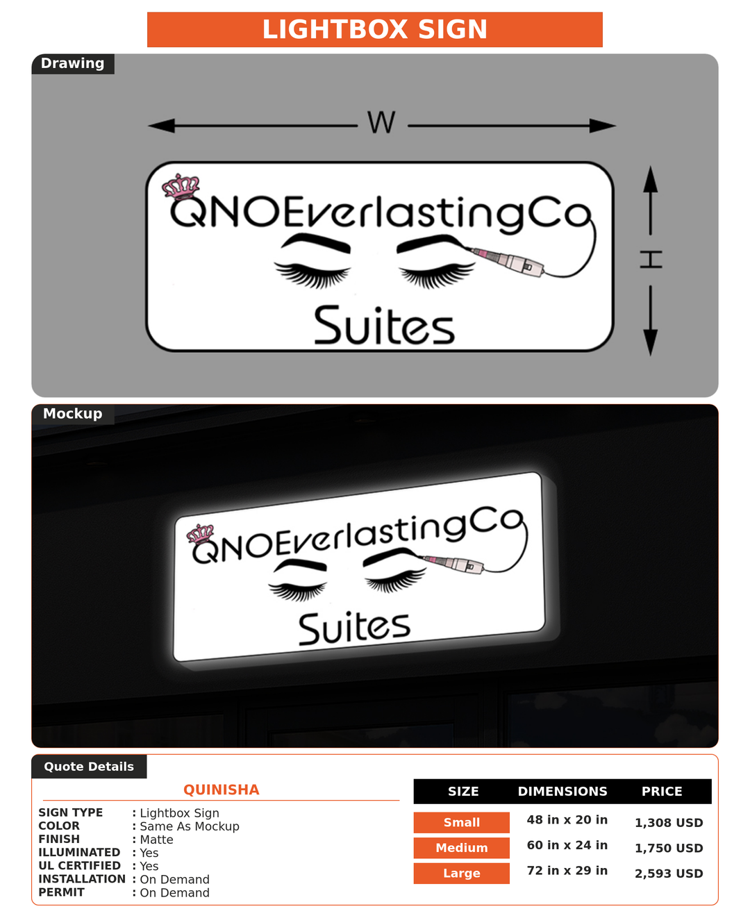 CUSTOM MOCKUP SIGN FOR Quinisha