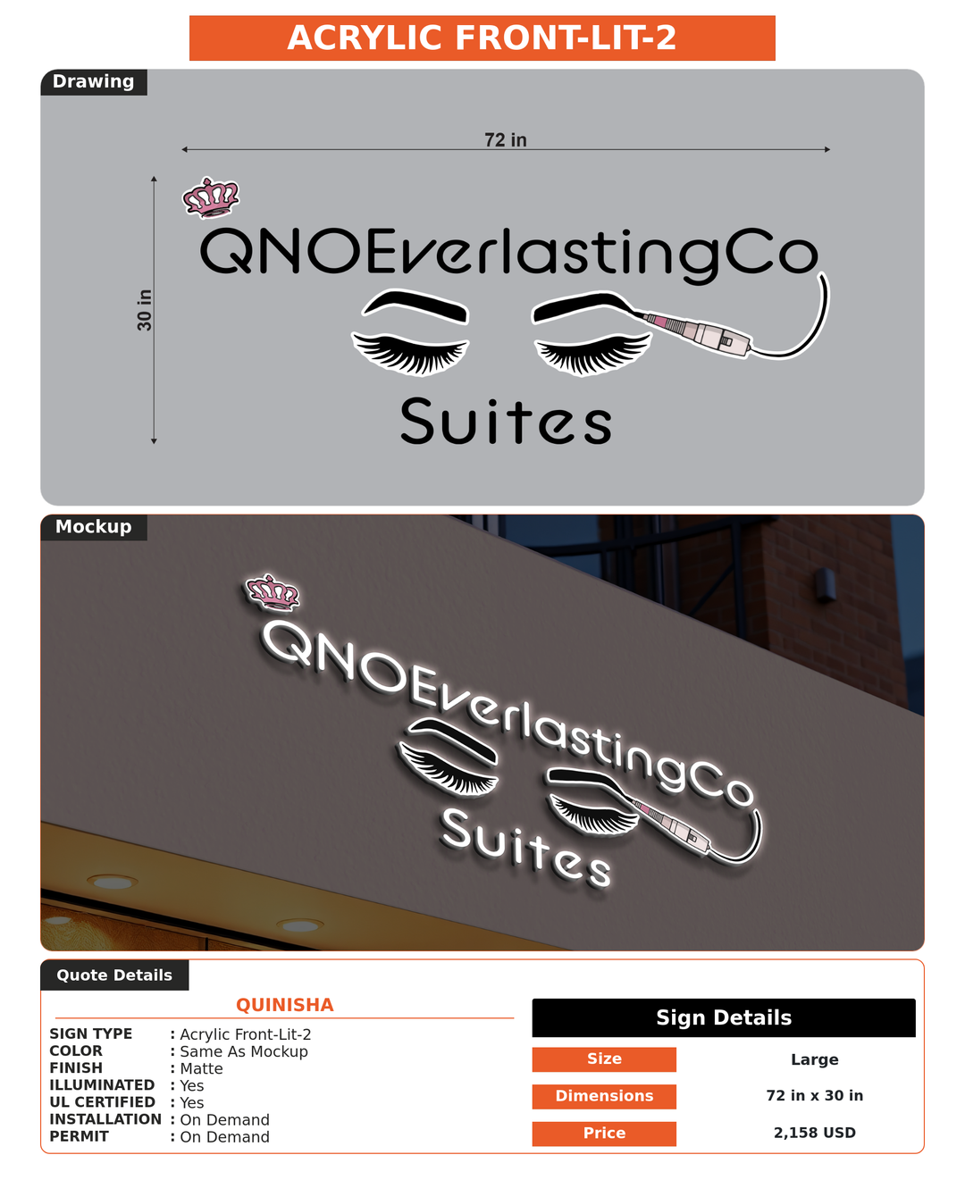 CUSTOM MOCKUP SIGN FOR Quinisha