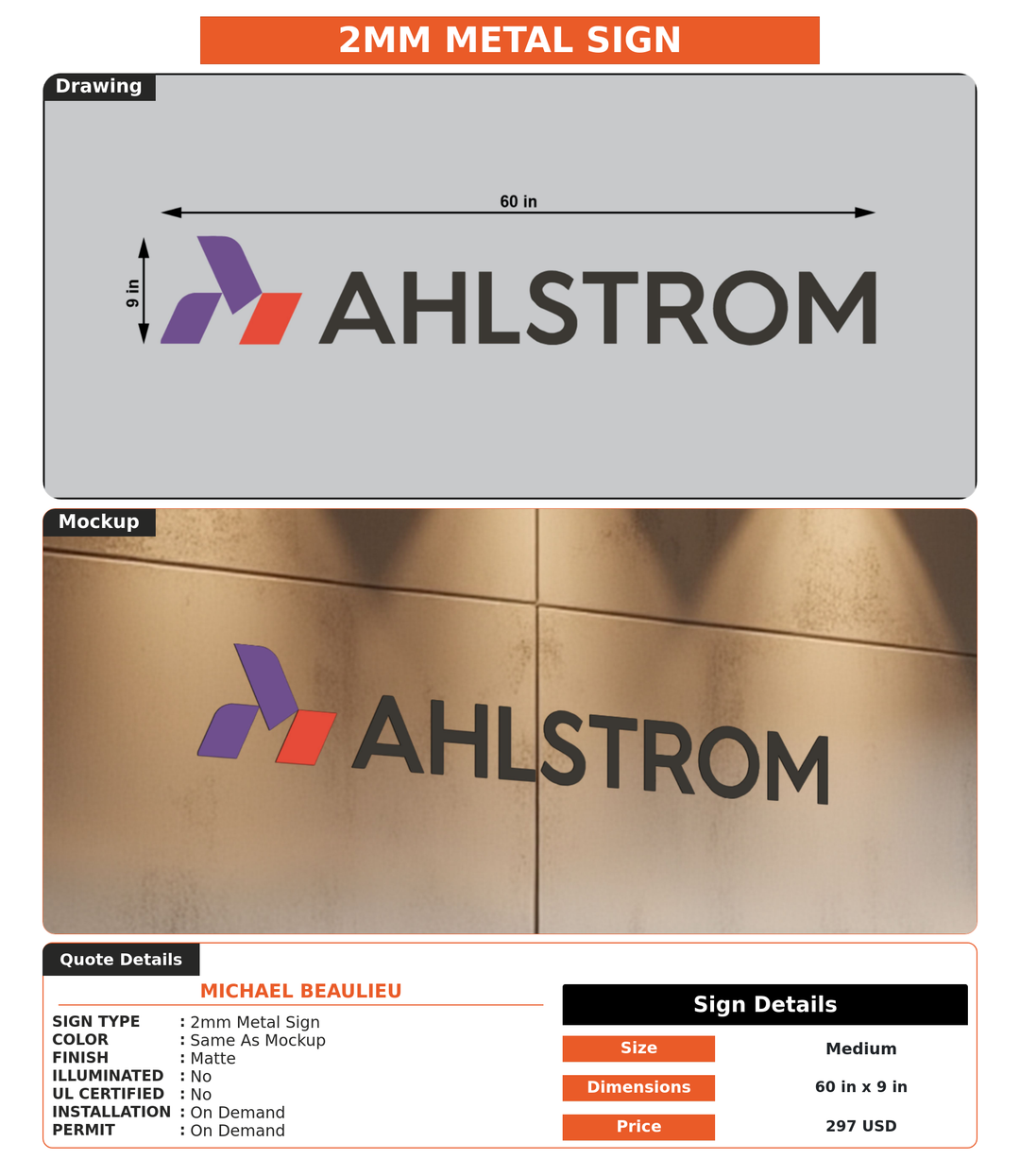 CUSTOM MOCKUP SIGN FOR Michael Beaulieu