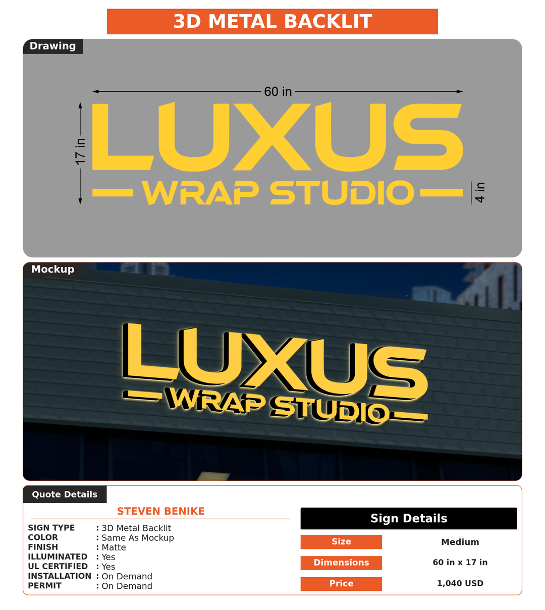 CUSTOM MOCKUP SIGN FOR Steven Benike
