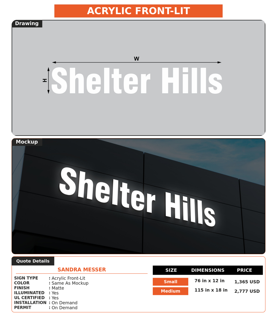 CUSTOM MOCKUP SIGN FOR Sandra Messer