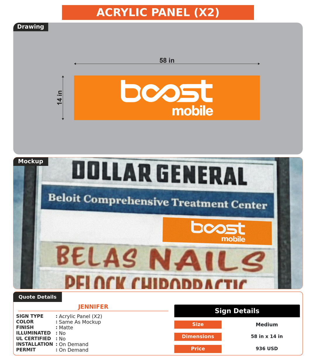 CUSTOM MOCKUP SIGN FOR Jennifer
