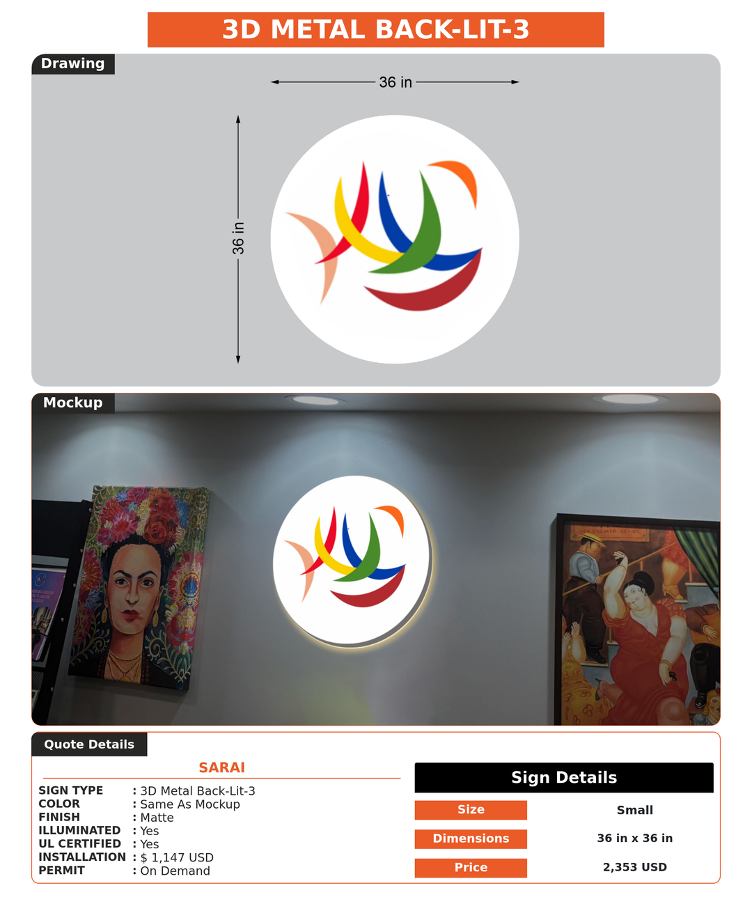 CUSTOM MOCKUP SIGN FOR Sarai