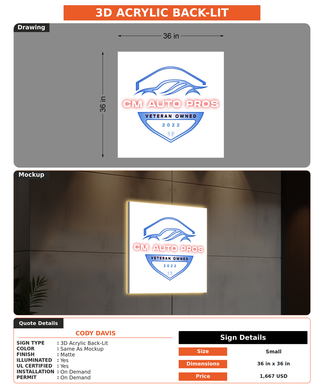 CUSTOM MOCKUP SIGN FOR Cody Davis