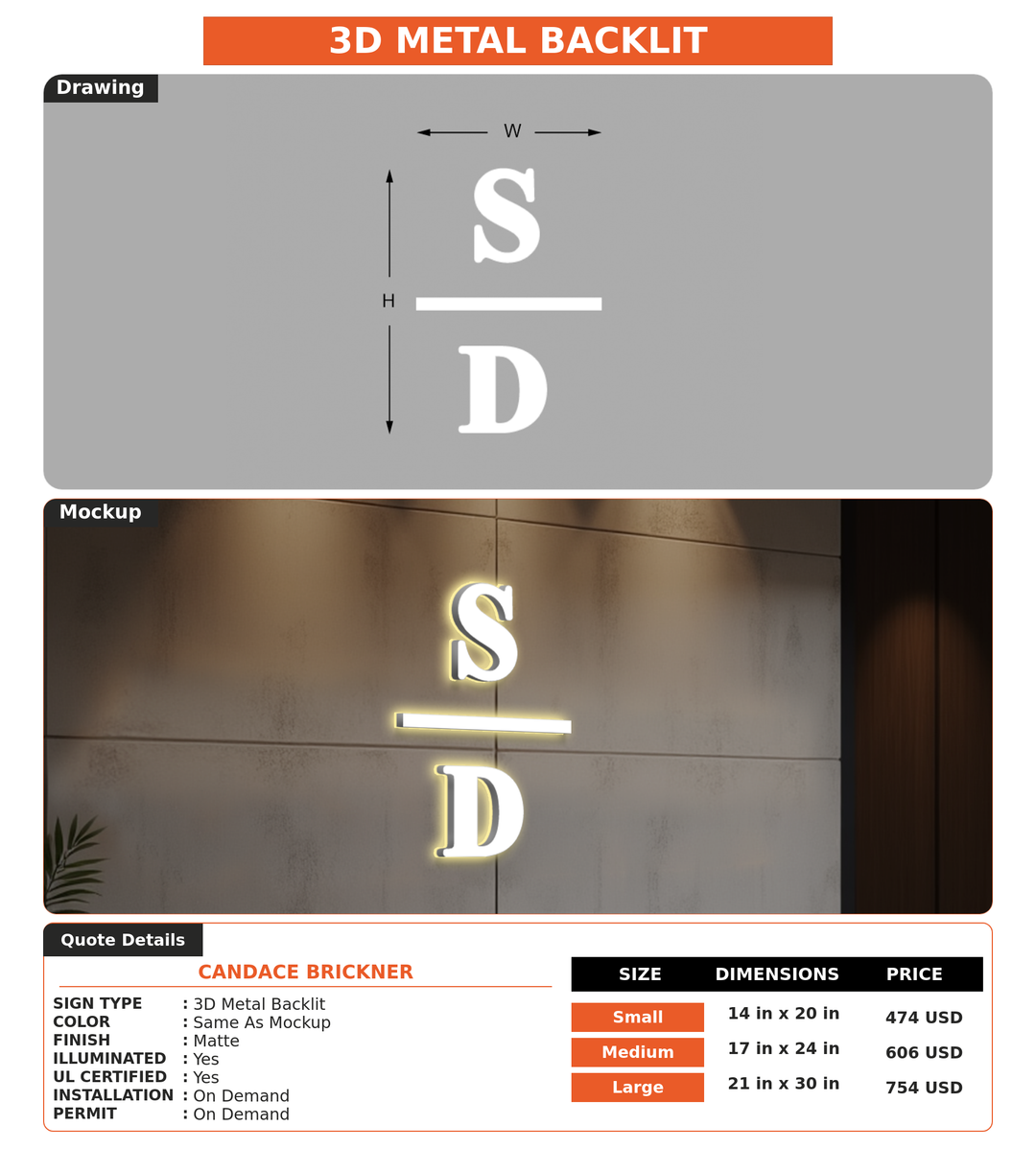 CUSTOM MOCKUP SIGN FOR Candace Brickner