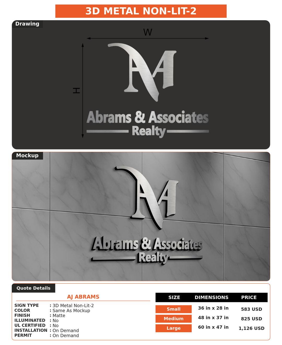 CUSTOM MOCKUP SIGN FOR AJ Abrams