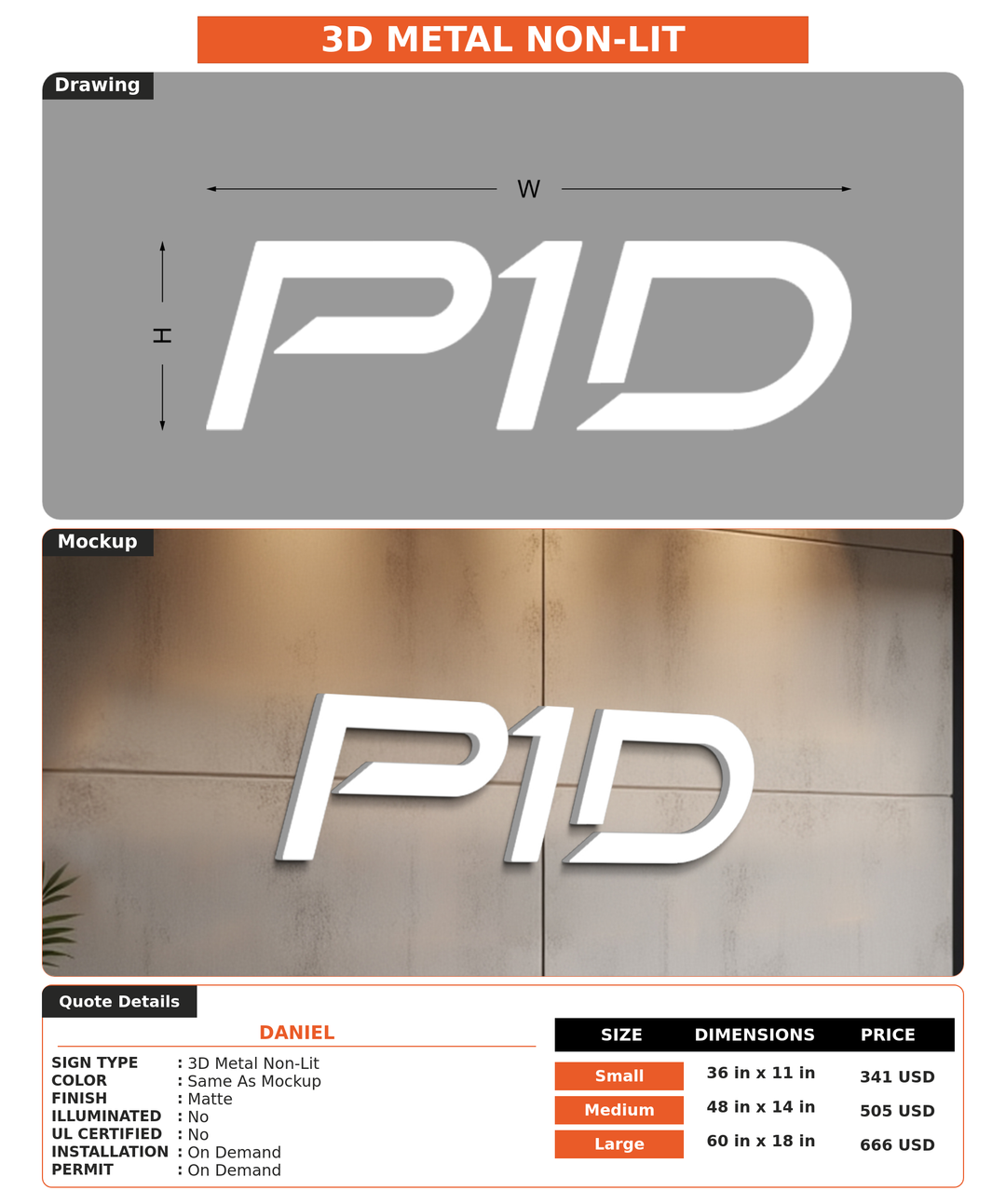 CUSTOM MOCKUP SIGN FOR Daniel