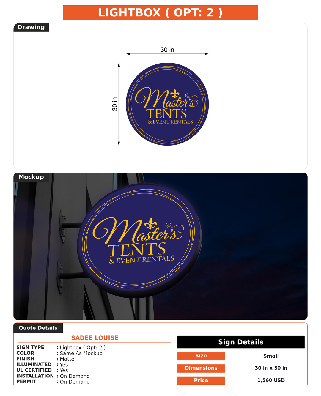 CUSTOM MOCKUP SIGN FOR Sadee Louise