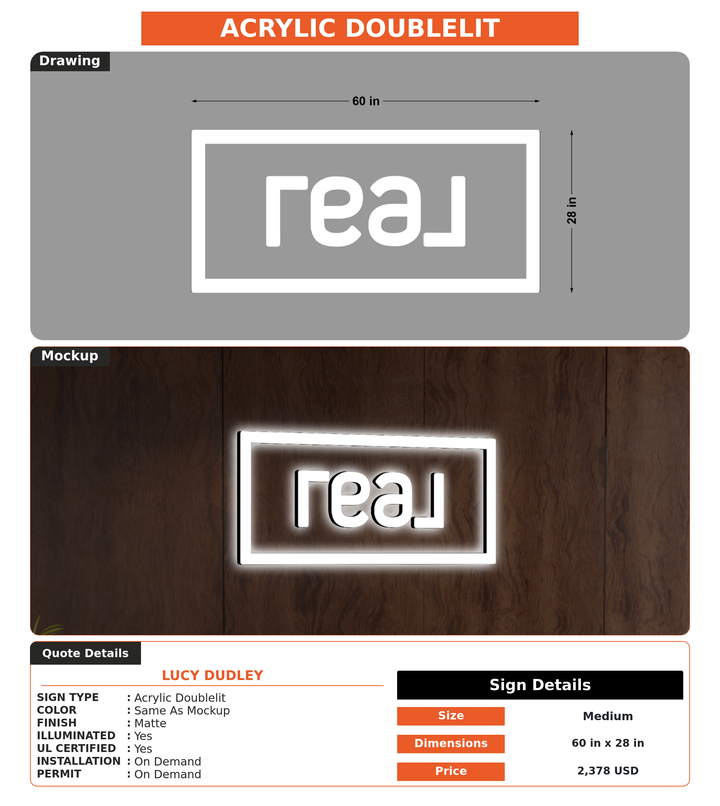 CUSTOM MOCKUP SIGN FOR Lucy Dudley