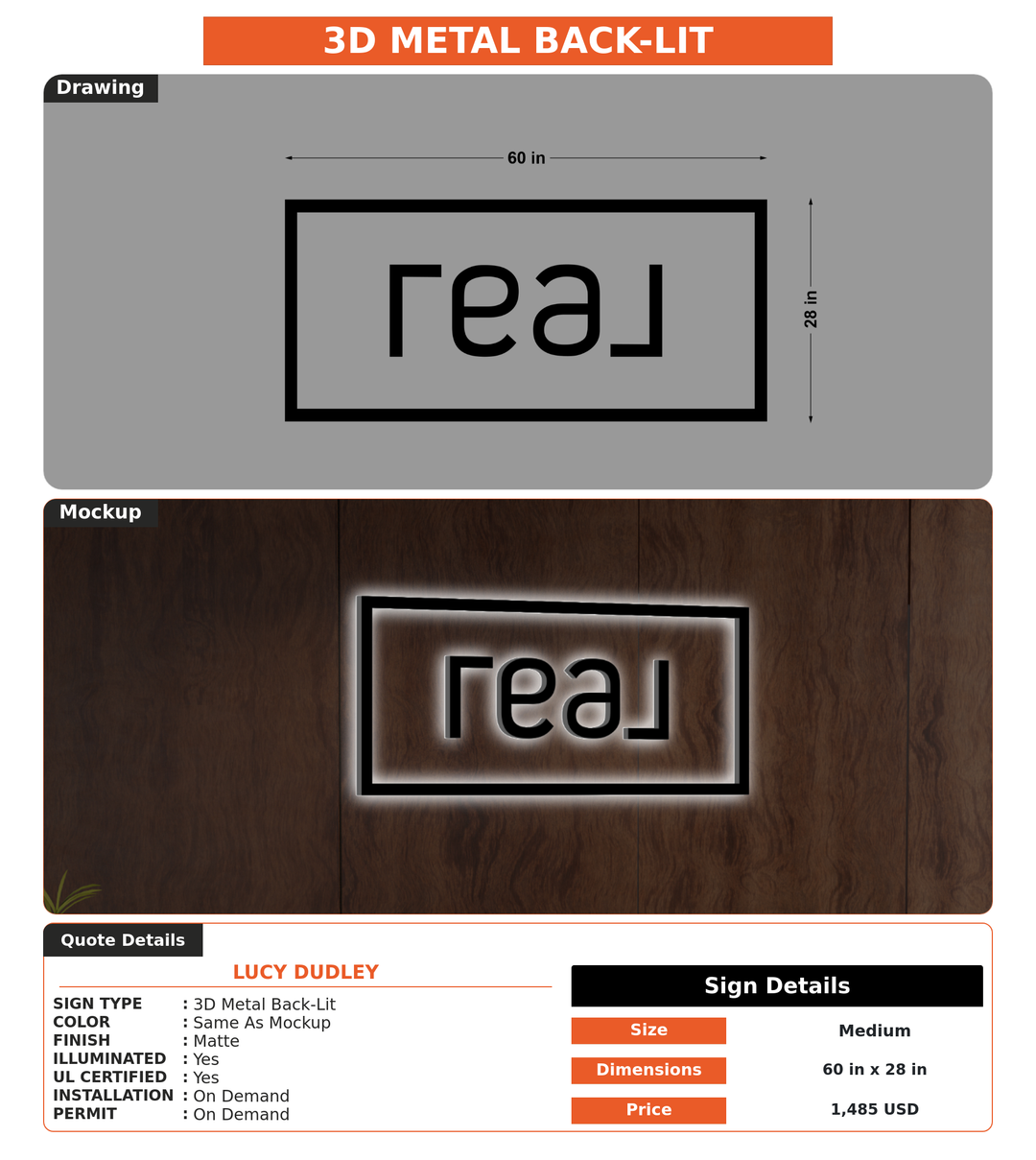 CUSTOM MOCKUP SIGN FOR Lucy Dudley