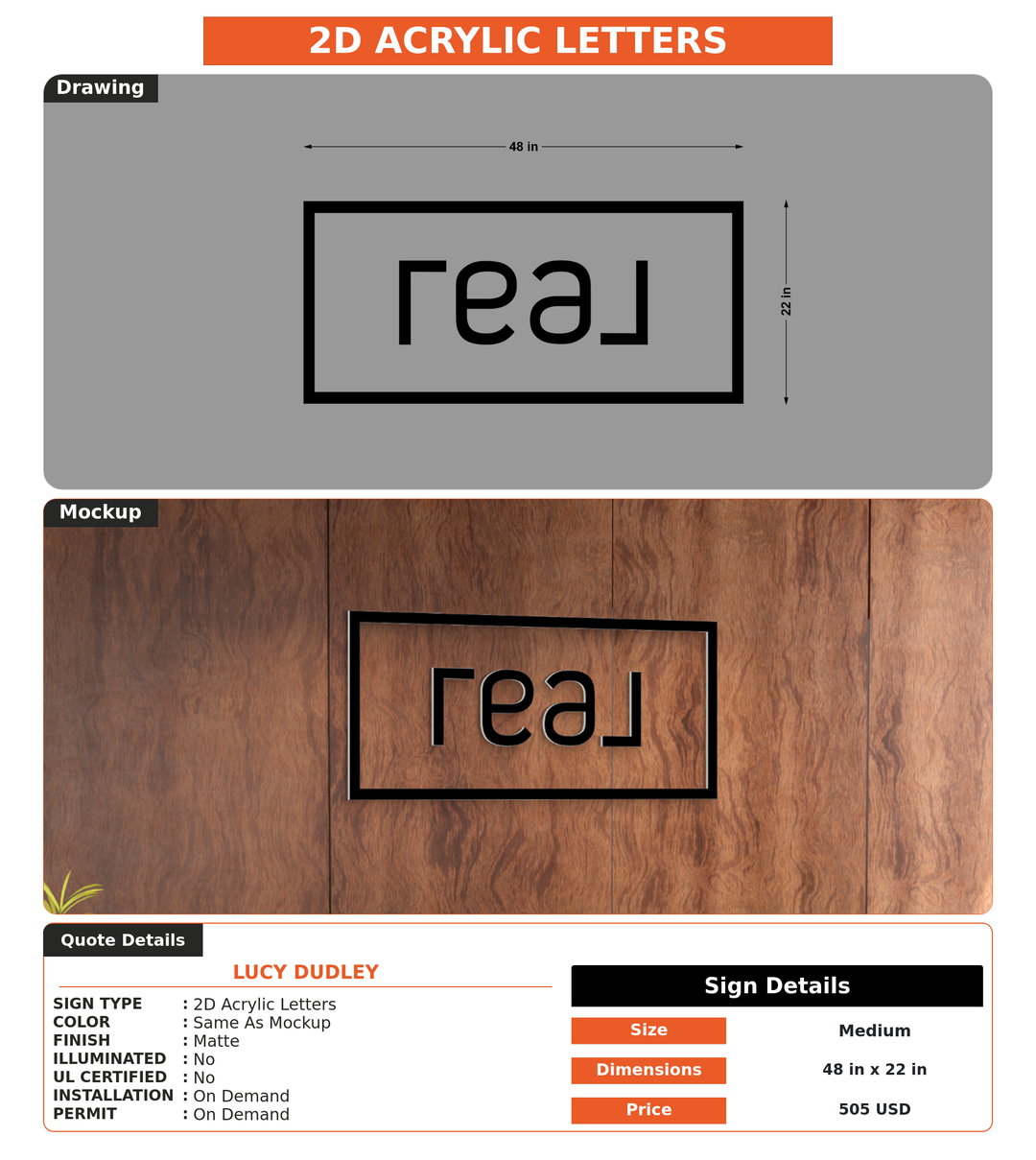 CUSTOM MOCKUP SIGN FOR Lucy Dudley