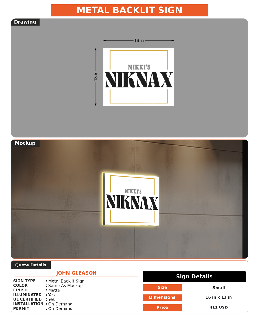 CUSTOM MOCKUP SIGN FOR John Gleason