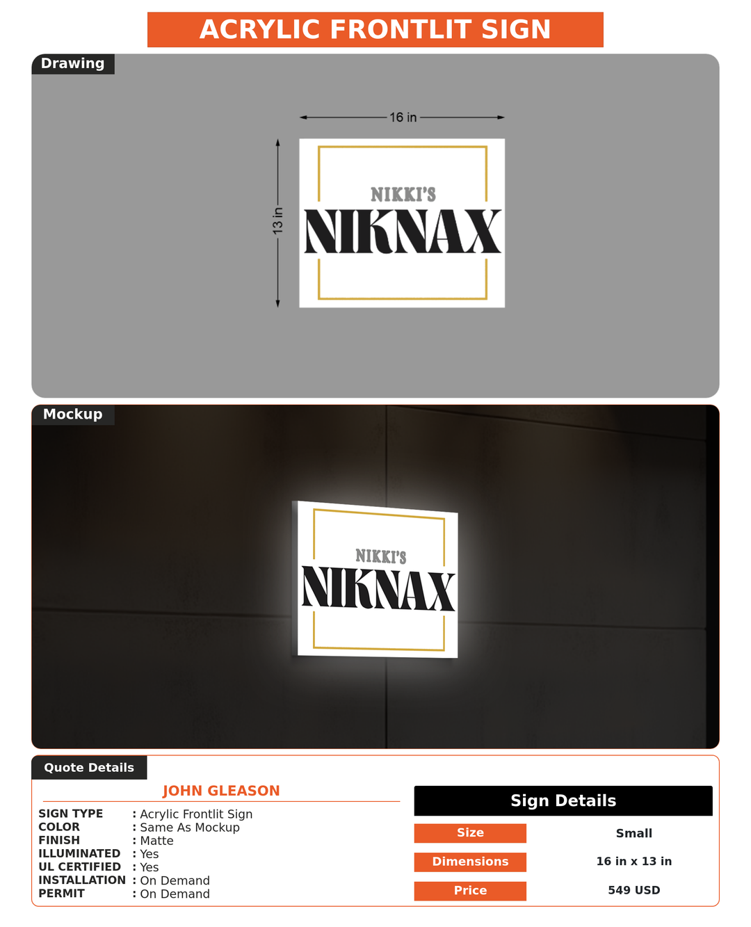 CUSTOM MOCKUP SIGN FOR John Gleason