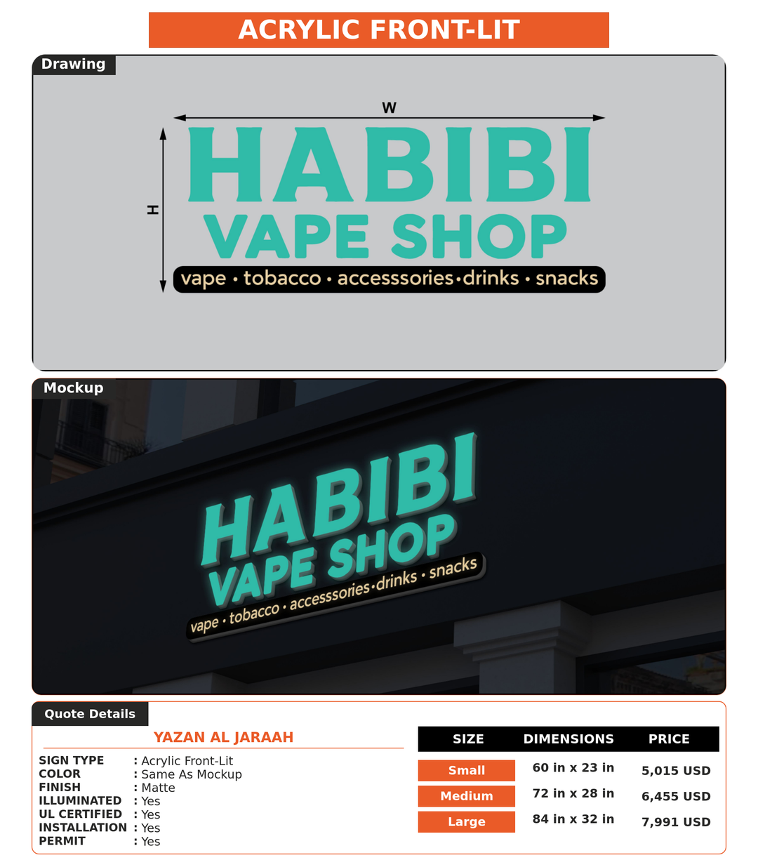 CUSTOM MOCKUP SIGN FOR Yazan Al Jaraah