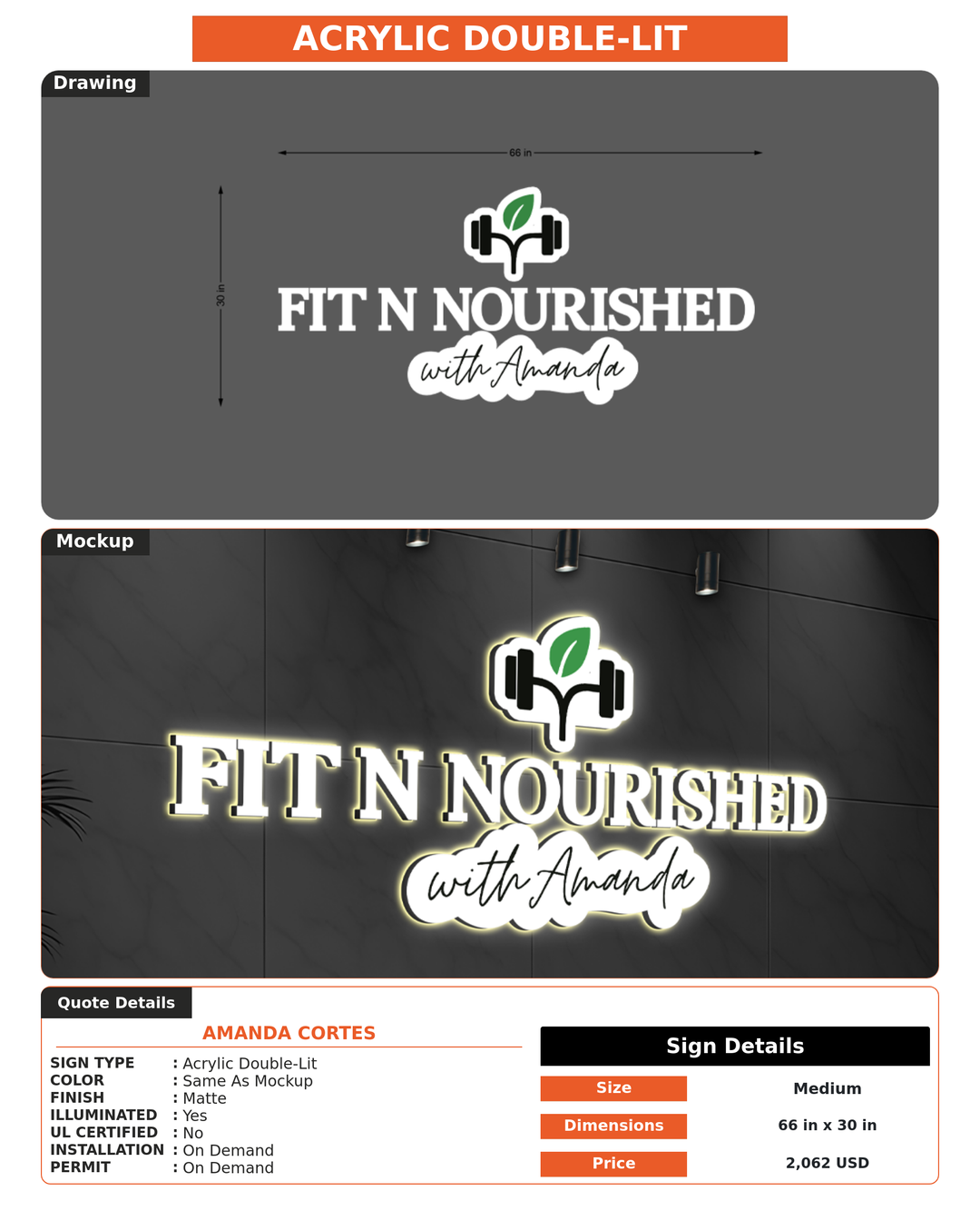 CUSTOM MOCKUP SIGN FOR Amanda Cortes