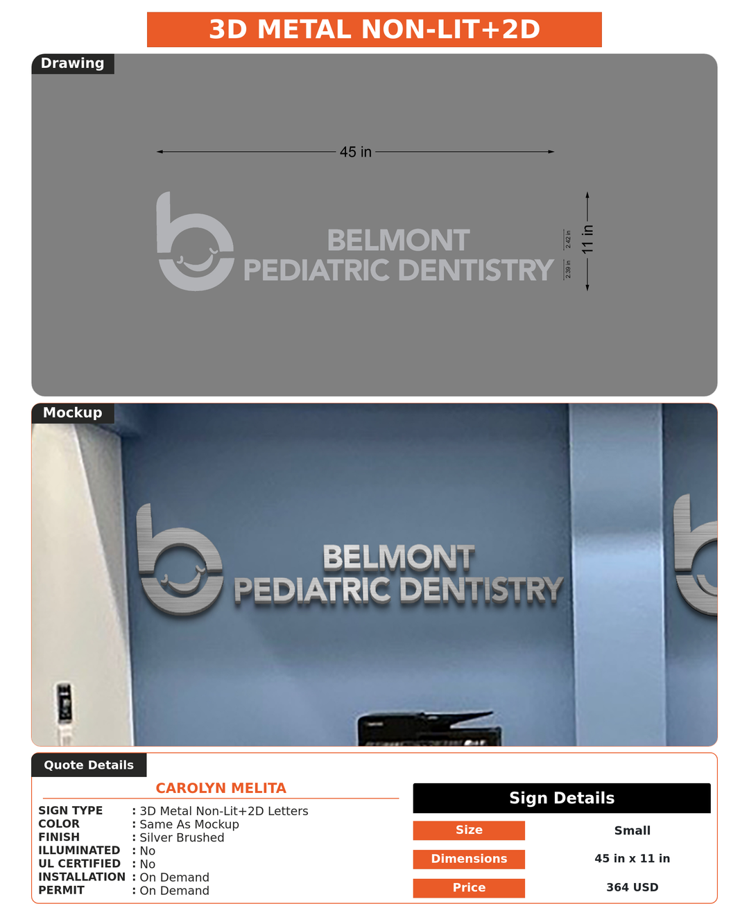 CUSTOM MOCKUP SIGN FOR Carolyn Melita