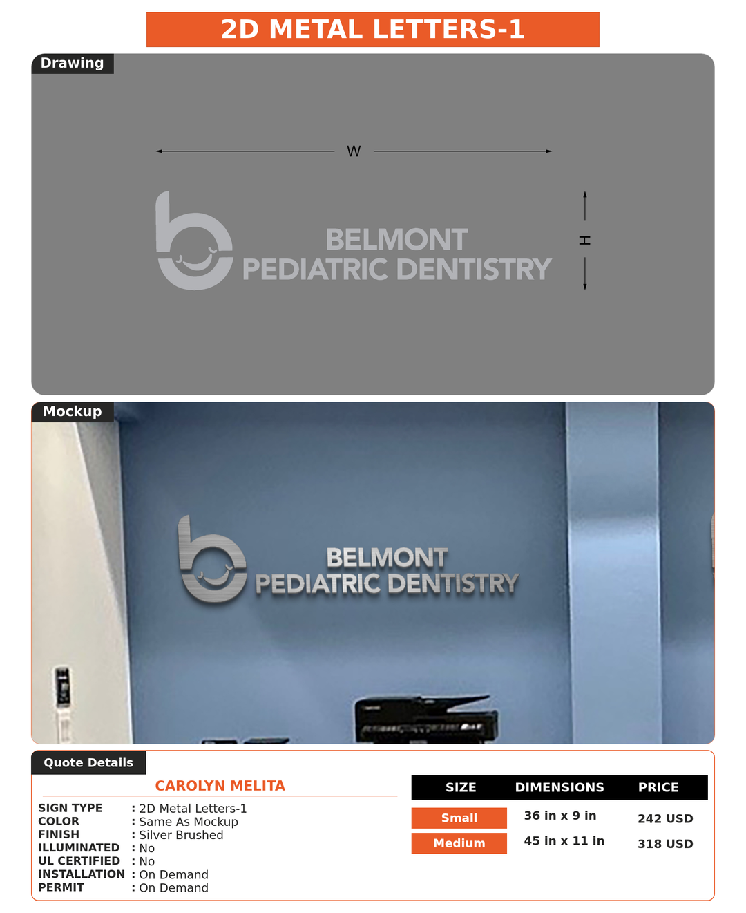 CUSTOM MOCKUP SIGN FOR Carolyn Melita