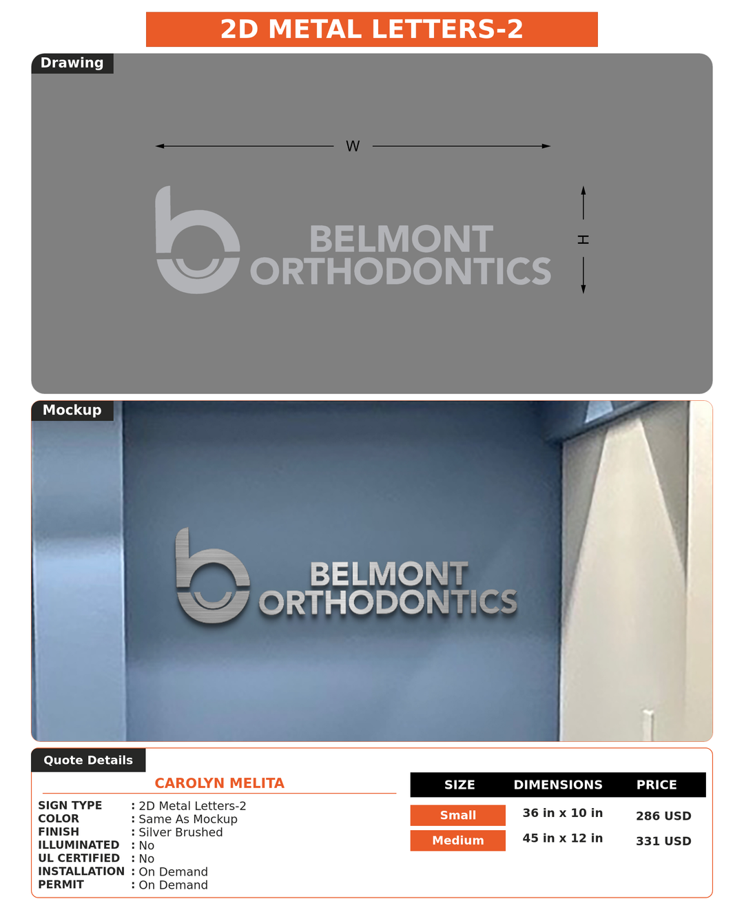 CUSTOM MOCKUP SIGN FOR Carolyn Melita