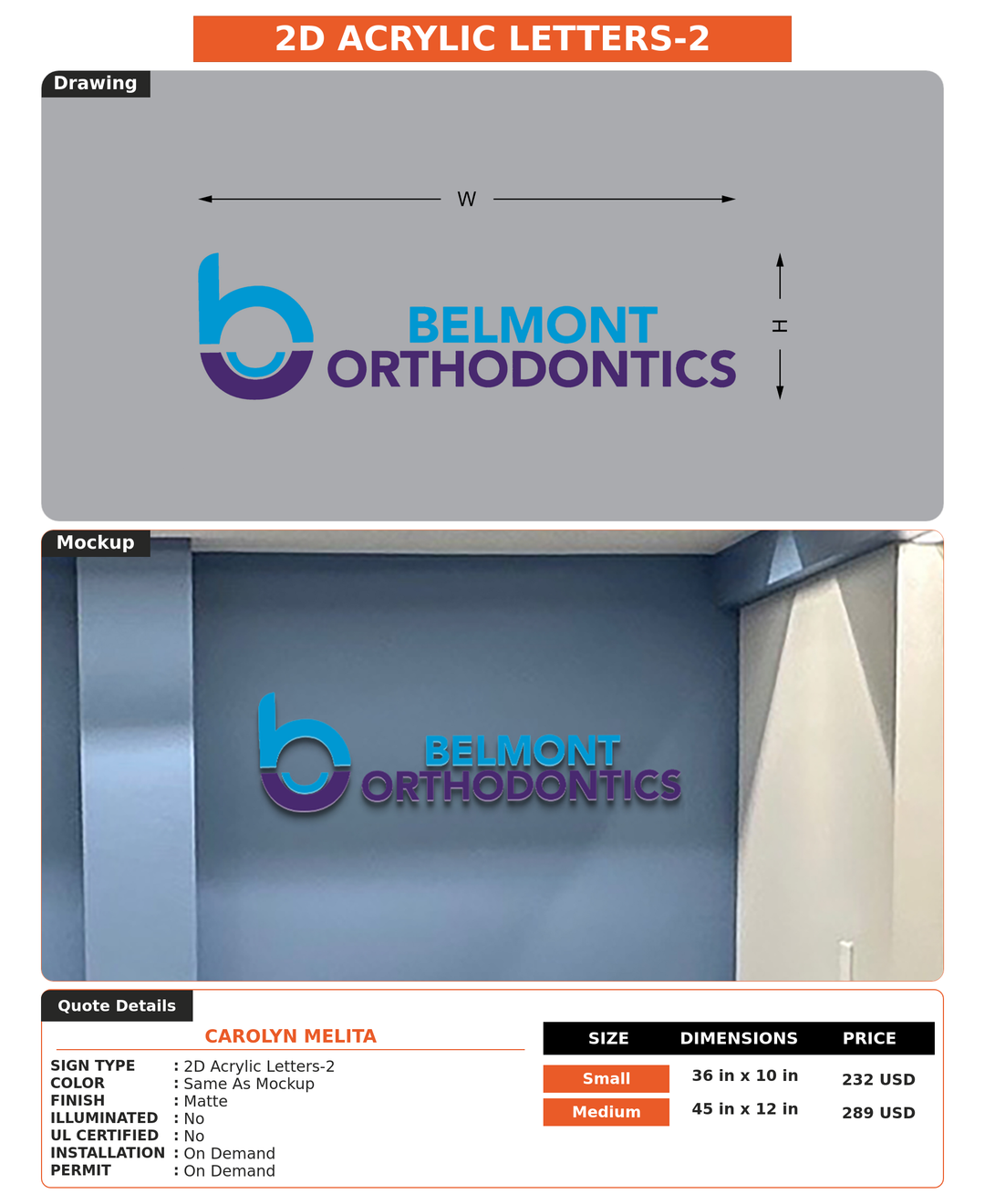 CUSTOM MOCKUP SIGN FOR Carolyn Melita