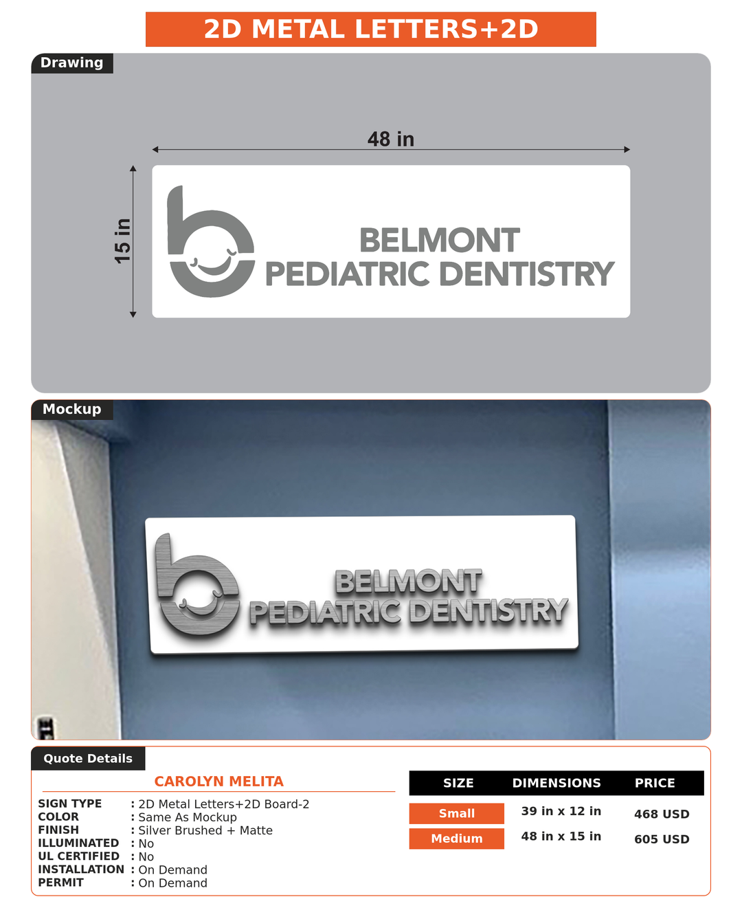 CUSTOM MOCKUP SIGN FOR Carolyn Melita