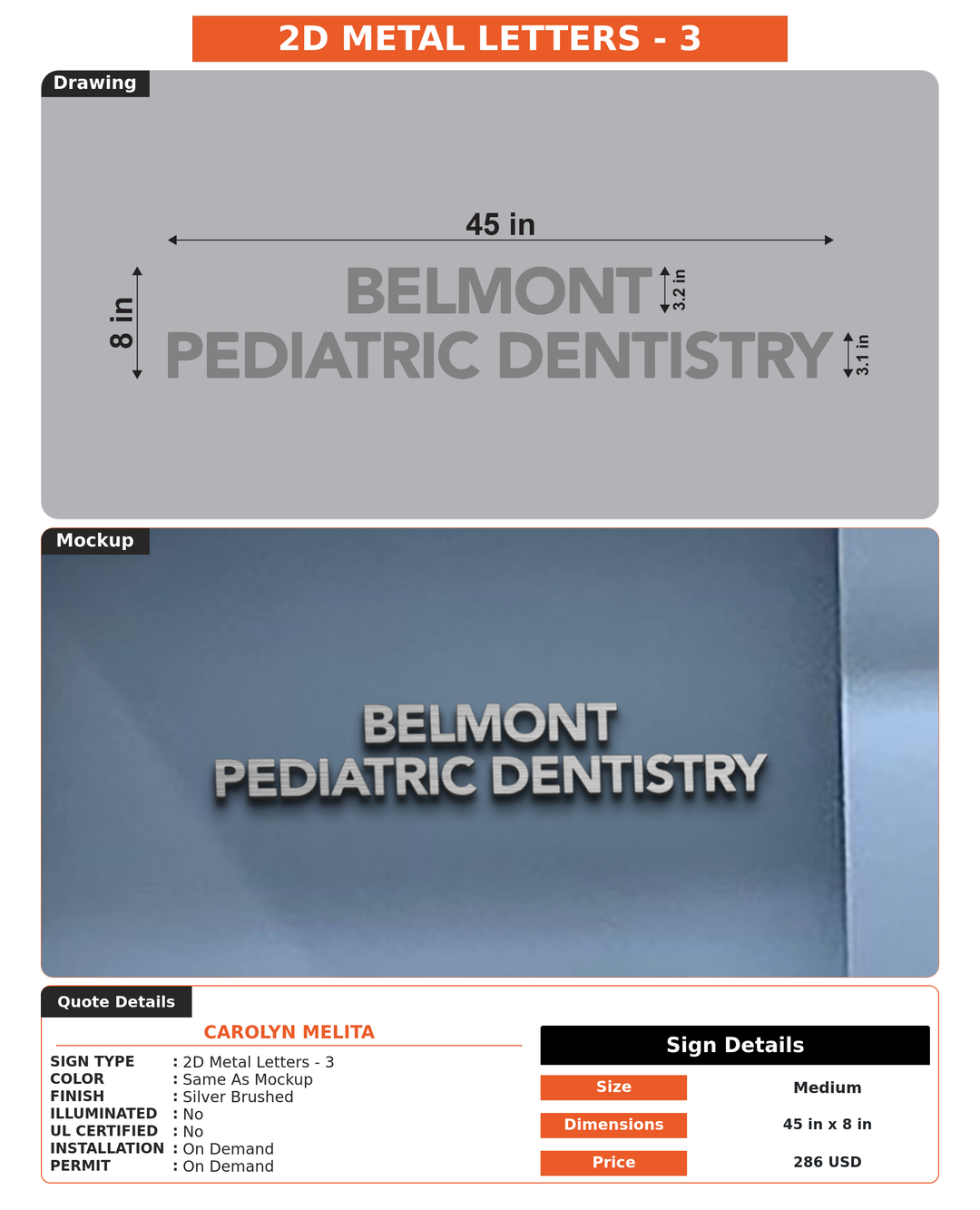 CUSTOM MOCKUP SIGN FOR Carolyn Melita