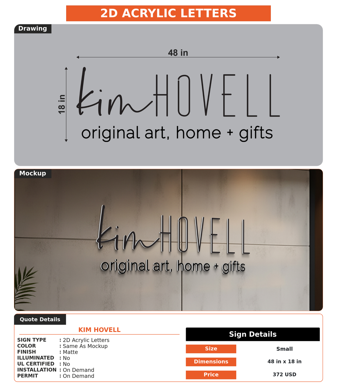 CUSTOM MOCKUP SIGN FOR Kim Hovell